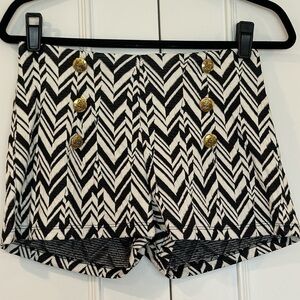Celine by Champion Cream & Black Chevron Gold Military Bottons Shorts Size L